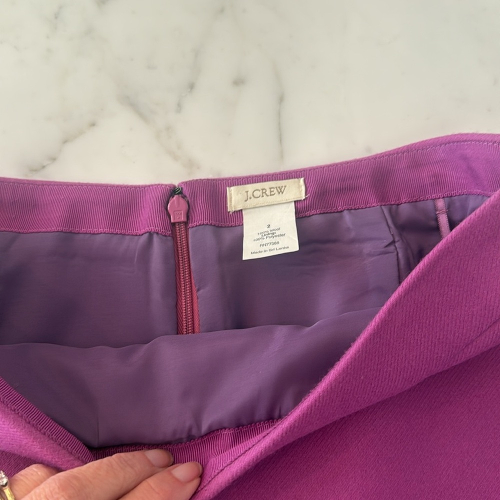 J Crew raspberry wool skirt sz 2 - Picture 3 of 7